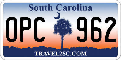 SC license plate OPC962