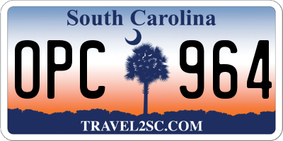 SC license plate OPC964