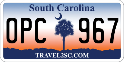 SC license plate OPC967