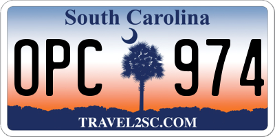 SC license plate OPC974
