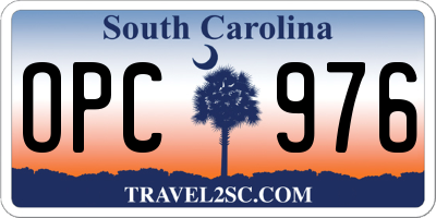 SC license plate OPC976