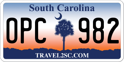 SC license plate OPC982