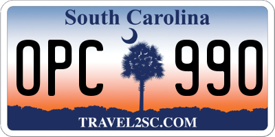 SC license plate OPC990