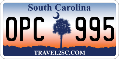 SC license plate OPC995