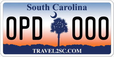 SC license plate OPD000
