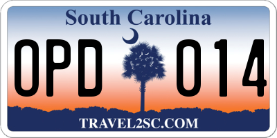 SC license plate OPD014