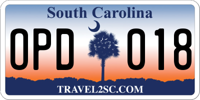 SC license plate OPD018