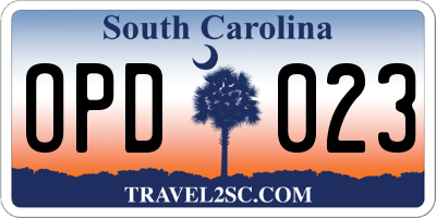SC license plate OPD023