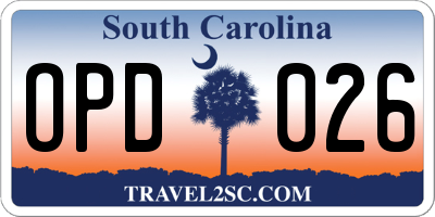 SC license plate OPD026