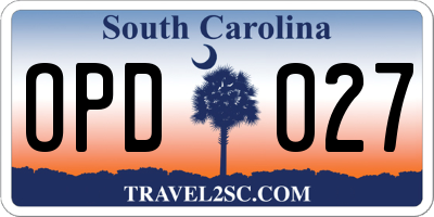 SC license plate OPD027