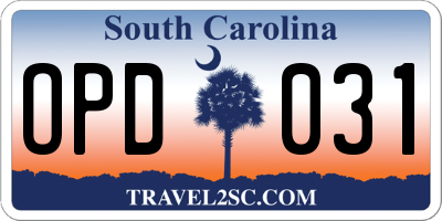 SC license plate OPD031