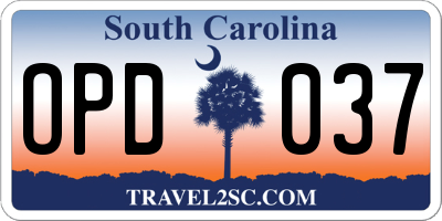SC license plate OPD037