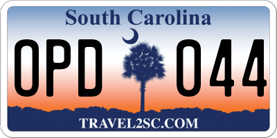 SC license plate OPD044