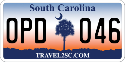 SC license plate OPD046