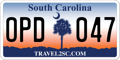 SC license plate OPD047