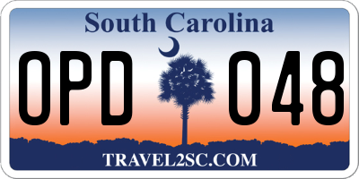SC license plate OPD048
