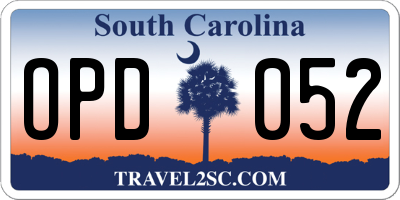SC license plate OPD052
