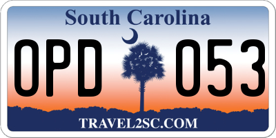 SC license plate OPD053