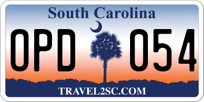 SC license plate OPD054