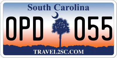 SC license plate OPD055