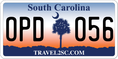 SC license plate OPD056