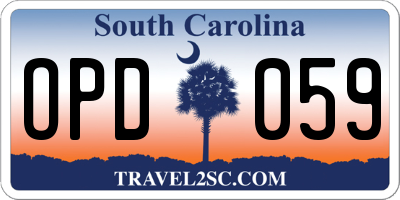 SC license plate OPD059