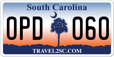 SC license plate OPD060