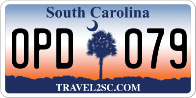 SC license plate OPD079