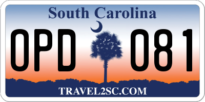 SC license plate OPD081