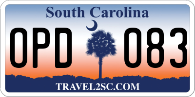 SC license plate OPD083