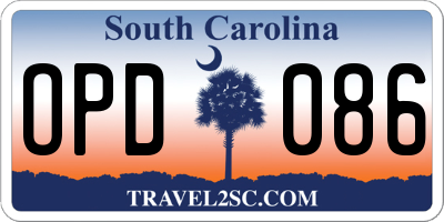 SC license plate OPD086