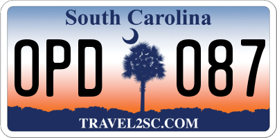 SC license plate OPD087