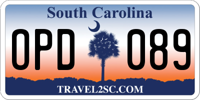 SC license plate OPD089