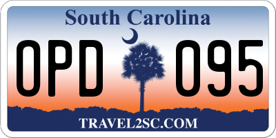 SC license plate OPD095
