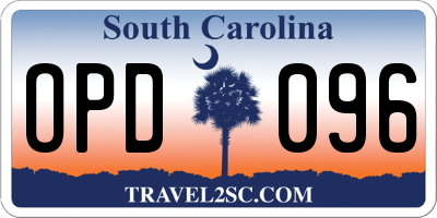 SC license plate OPD096