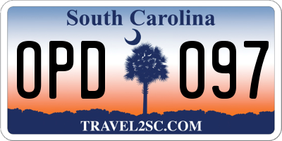 SC license plate OPD097