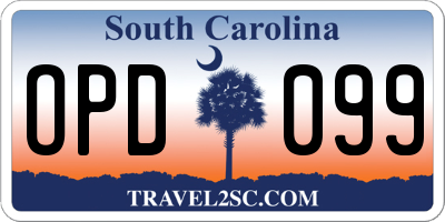 SC license plate OPD099