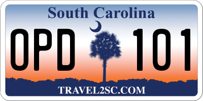 SC license plate OPD101