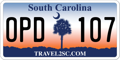 SC license plate OPD107