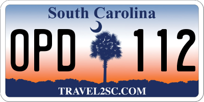 SC license plate OPD112