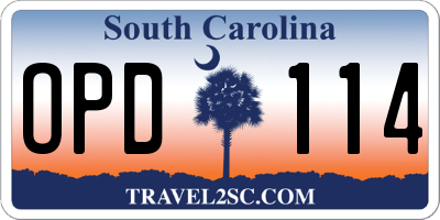 SC license plate OPD114