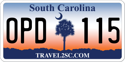 SC license plate OPD115