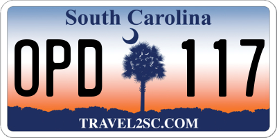 SC license plate OPD117