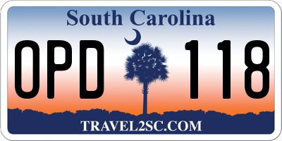 SC license plate OPD118