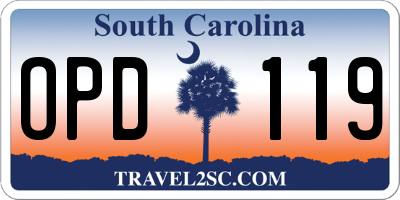 SC license plate OPD119
