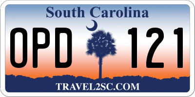 SC license plate OPD121
