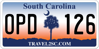 SC license plate OPD126