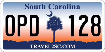 SC license plate OPD128