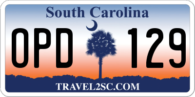 SC license plate OPD129