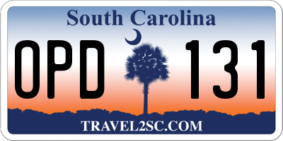 SC license plate OPD131